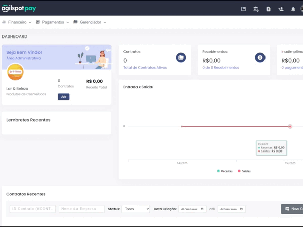 Funcionalidade de Gestão AgilSpot Pay